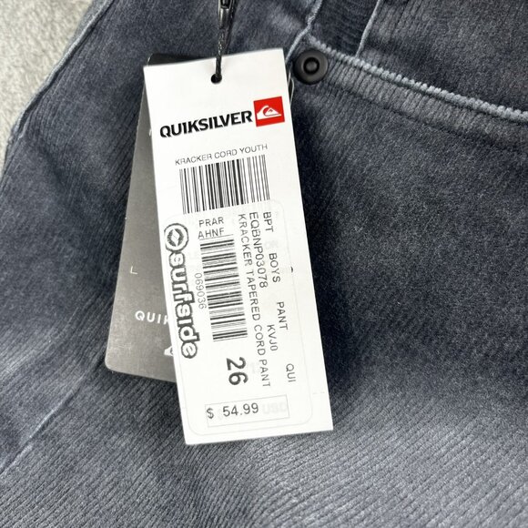 Quiksilver Boys Sz 26X26 Gray Kracker Corduroy Pants Straight Tapered NWT Skater - Picture 4 of 16